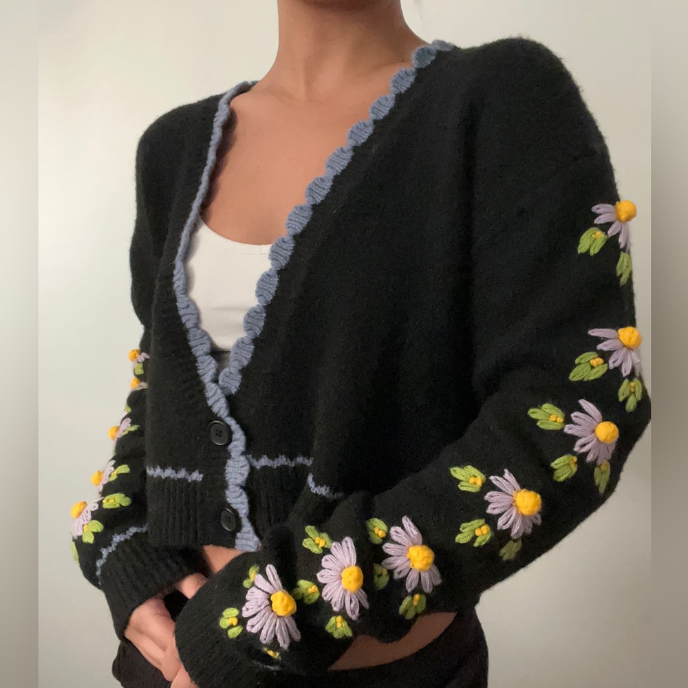 Zara floral embroidered sweater